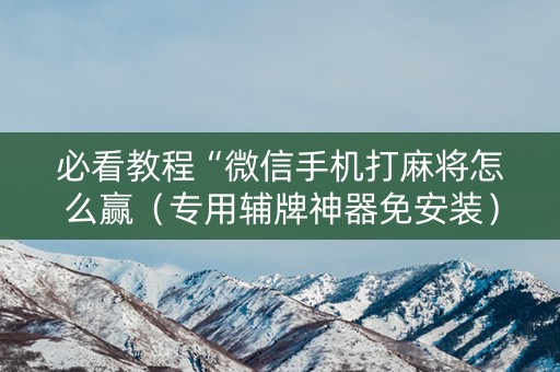 必看教程“微信手机打麻将怎么赢（专用辅牌神器免安装）