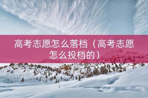 高考志愿怎么落档（高考志愿怎么投档的）