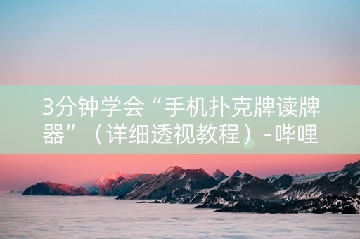 3分钟学会“手机扑克牌读牌器”（详细透视教程）-哔哩哔哩