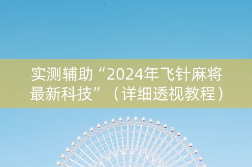 实测辅助“2024年飞针麻将最新科技”（详细透视教程）-哔哩哔哩