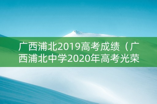 广西浦北2019高考成绩（广西浦北中学2020年高考光荣榜）