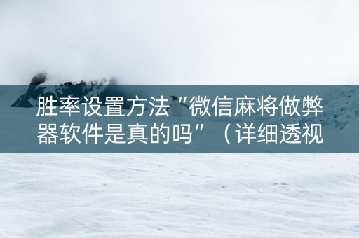 胜率设置方法“微信麻将做弊器软件是真的吗”（详细透视教程）-哔哩哔哩