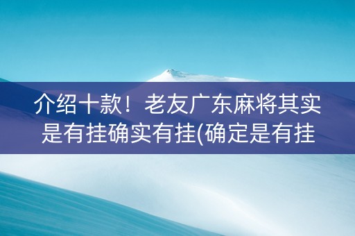 介绍十款！老友广东麻将其实是有挂确实有挂(确定是有挂)