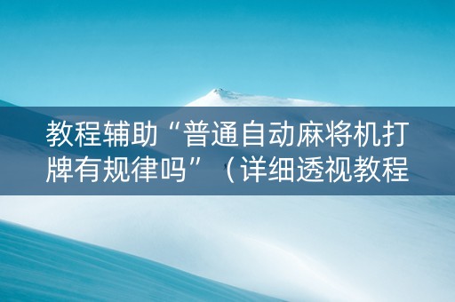 教程辅助“普通自动麻将机打牌有规律吗”（详细透视教程）-哔哩哔哩