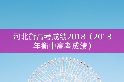 河北衡高考成绩2018（2018年衡中高考成绩）