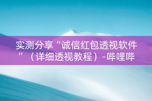 实测分享“诚信红包透视软件”（详细透视教程）-哔哩哔哩
