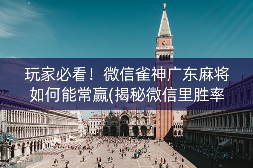 玩家必看！微信雀神广东麻将如何能常赢(揭秘微信里胜率到哪调)
