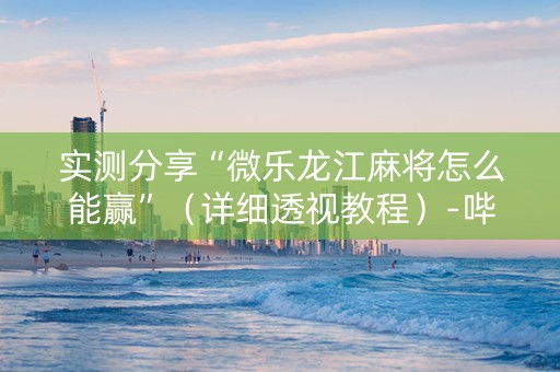 实测分享“微乐龙江麻将怎么能赢”（详细透视教程）-哔哩哔哩