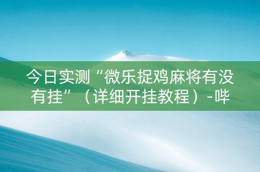 今日实测“微乐捉鸡麻将有没有挂”（详细开挂教程）-哔哩哔哩
