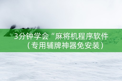 3分钟学会“麻将机程序软件（专用辅牌神器免安装）