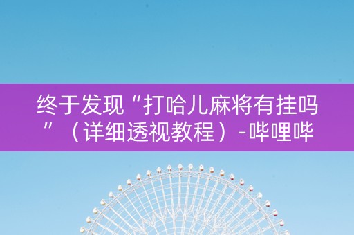 终于发现“打哈儿麻将有挂吗”（详细透视教程）-哔哩哔哩