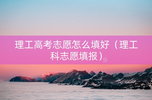 理工高考志愿怎么填好（理工科志愿填报）