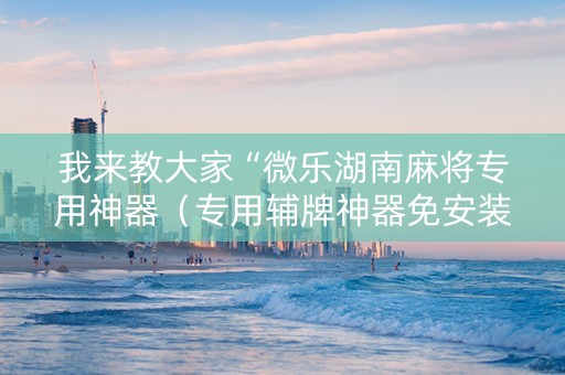 我来教大家“微乐湖南麻将专用神器（专用辅牌神器免安装）