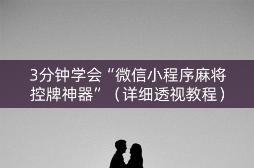 3分钟学会“微信小程序麻将控牌神器”（详细透视教程）-哔哩哔哩