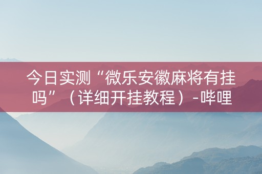 今日实测“微乐安徽麻将有挂吗”（详细开挂教程）-哔哩哔哩