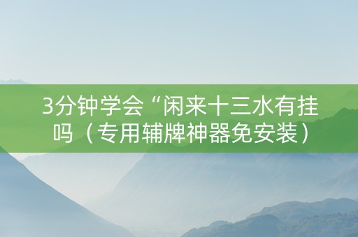 3分钟学会“闲来十三水有挂吗（专用辅牌神器免安装）