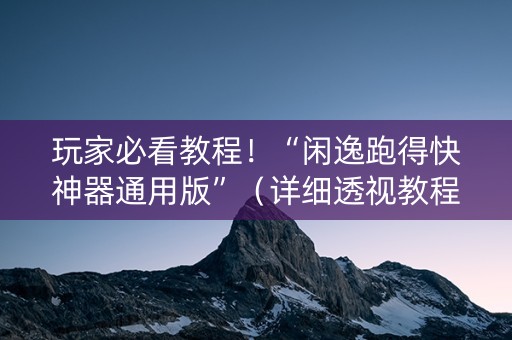 玩家必看教程！“闲逸跑得快神器通用版”（详细透视教程）-哔哩哔哩