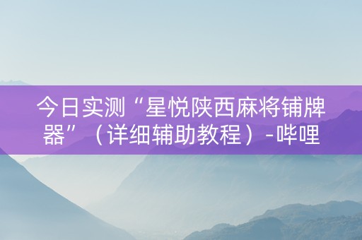 今日实测“星悦陕西麻将铺牌器”（详细辅助教程）-哔哩哔哩