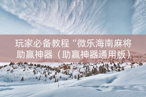 玩家必备教程“微乐海南麻将助赢神器（助赢神器通用版）