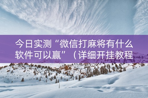 今日实测“微信打麻将有什么软件可以赢”（详细开挂教程）-哔哩哔哩