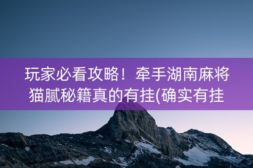 玩家必看攻略！牵手湖南麻将猫腻秘籍真的有挂(确实有挂吗)
