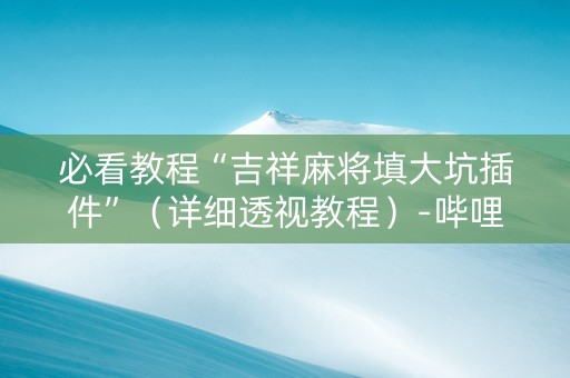 必看教程“吉祥麻将填大坑插件”（详细透视教程）-哔哩哔哩