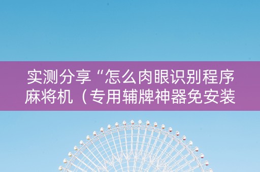实测分享“怎么肉眼识别程序麻将机（专用辅牌神器免安装）