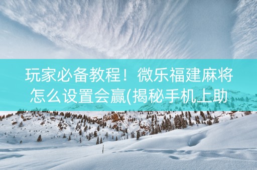 玩家必备教程！微乐福建麻将怎么设置会赢(揭秘手机上助手软件)