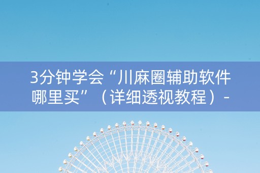 3分钟学会“川麻圈辅助软件哪里买”（详细透视教程）-哔哩哔哩