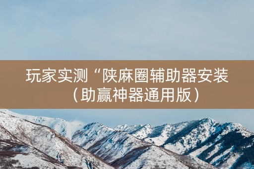 玩家实测“陕麻圈辅助器安装（助赢神器通用版）