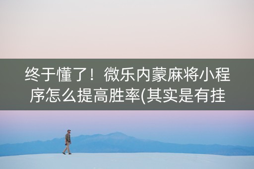 终于懂了！微乐内蒙麻将小程序怎么提高胜率(其实是有挂的)
