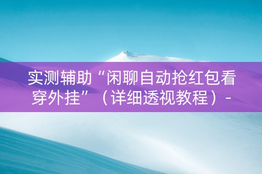 实测辅助“闲聊自动抢红包看穿外挂”（详细透视教程）-哔哩哔哩