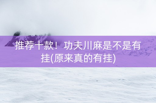 推荐十款！功夫川麻是不是有挂(原来真的有挂)