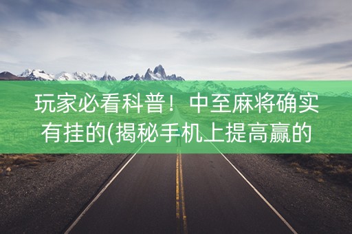 玩家必看科普！中至麻将确实有挂的(揭秘手机上提高赢的概率)