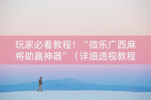 玩家必看教程！“微乐广西麻将助赢神器”（详细透视教程）-哔哩哔哩