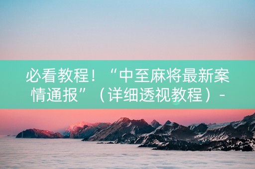 必看教程！“中至麻将最新案情通报”（详细透视教程）-哔哩哔哩