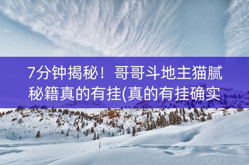 7分钟揭秘！哥哥斗地主猫腻秘籍真的有挂(真的有挂确实有挂)