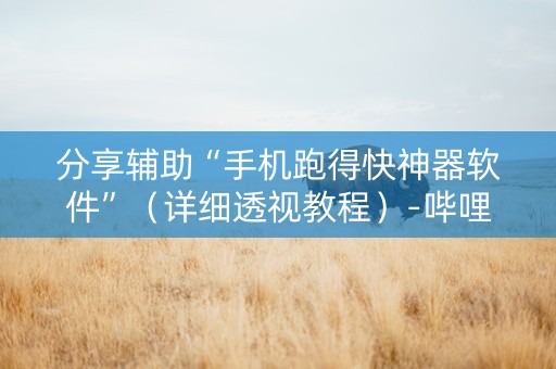 分享辅助“手机跑得快神器软件”（详细透视教程）-哔哩哔哩