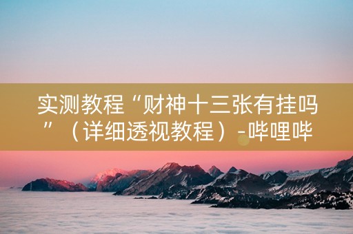 实测教程“财神十三张有挂吗”（详细透视教程）-哔哩哔哩