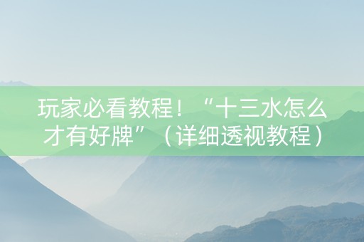 玩家必看教程！“十三水怎么才有好牌”（详细透视教程）-哔哩哔哩