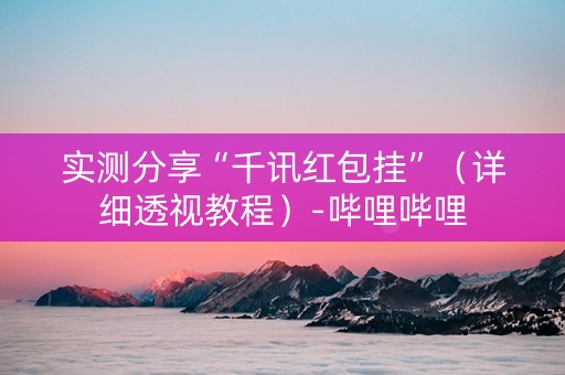实测分享“千讯红包挂”（详细透视教程）-哔哩哔哩