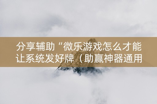 分享辅助“微乐游戏怎么才能让系统发好牌（助赢神器通用版）