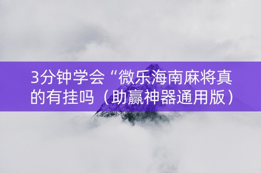 3分钟学会“微乐海南麻将真的有挂吗（助赢神器通用版）