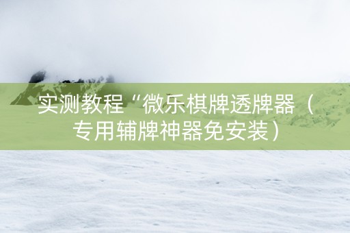 实测教程“微乐棋牌透牌器（专用辅牌神器免安装）