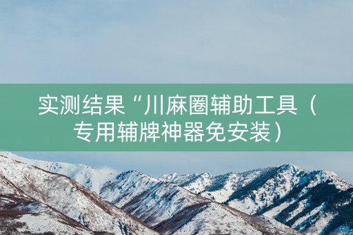 实测结果“川麻圈辅助工具（专用辅牌神器免安装）