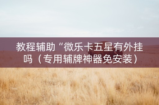 教程辅助“微乐卡五星有外挂吗（专用辅牌神器免安装）