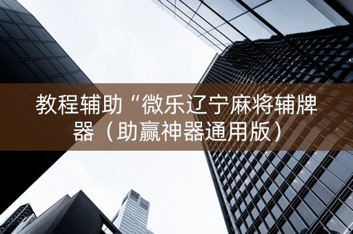 教程辅助“微乐辽宁麻将辅牌器（助赢神器通用版）