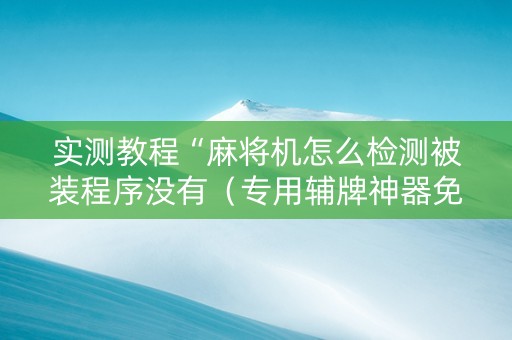 实测教程“麻将机怎么检测被装程序没有（专用辅牌神器免安装）