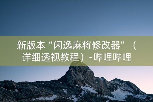 新版本“闲逸麻将修改器”（详细透视教程）-哔哩哔哩