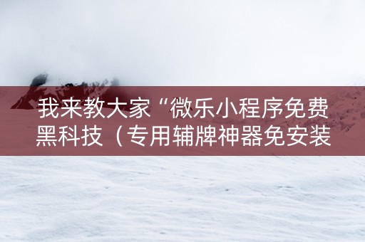 我来教大家“微乐小程序免费黑科技（专用辅牌神器免安装）
